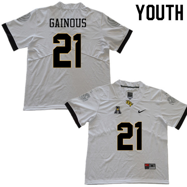 Youth #21 Derek Gainous UCF Knights College Football Jerseys Sale-White
